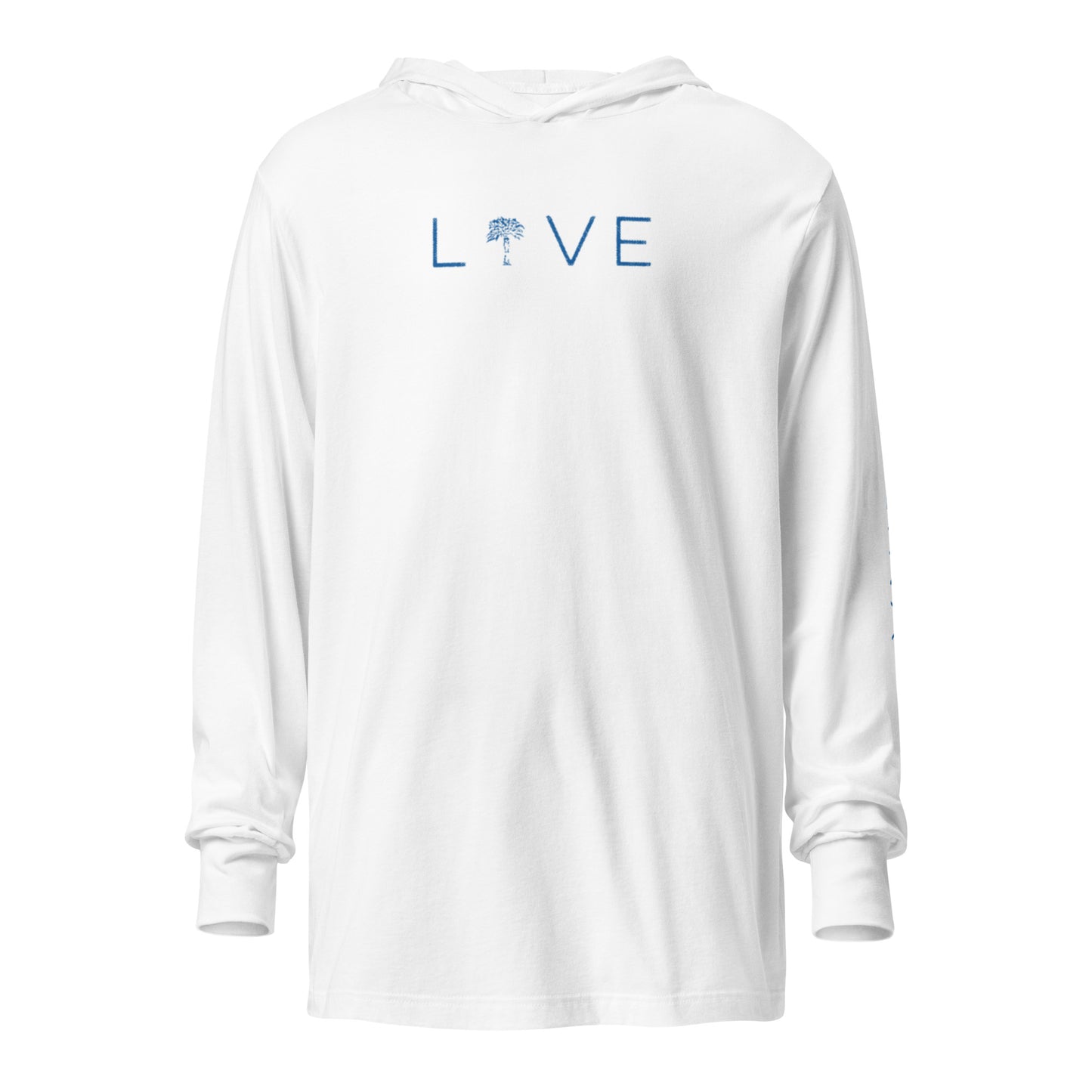 LIVE Carolina on Arm in Blue - Hooded Long-Sleeve Tee